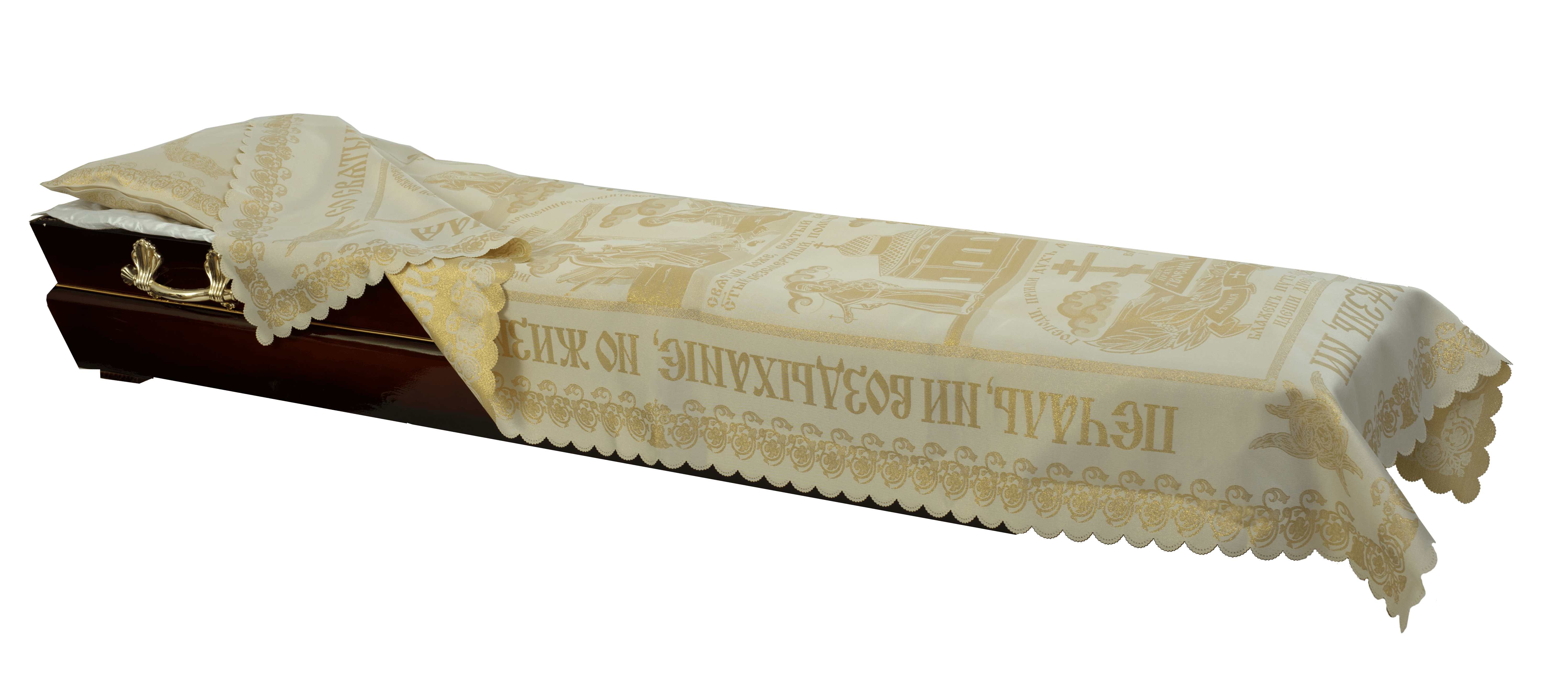 Покрывало в гроб атлас "Жаккард" комплект (покрывало, наволочка) Покрывало в гроб атлас "Жаккард" комплект (покрывало, наволочка)