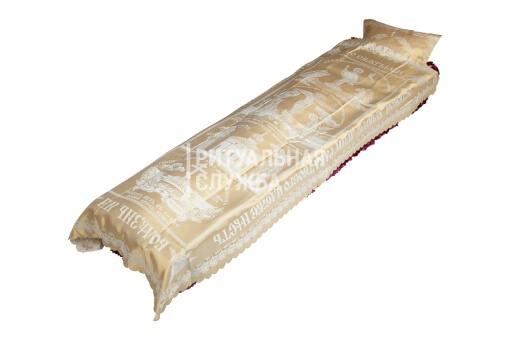 Покрывало в гроб атлас "Жаккард" комплект (покрывало, наволочка) Покрывало в гроб атлас "Жаккард" комплект (покрывало, наволочка)