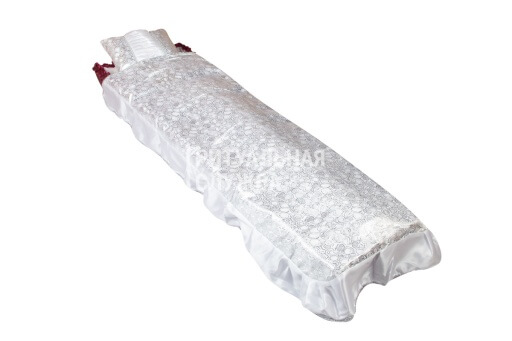 Покрывало в гроб "Собор" комплект (подушка, покрывало), Серебро Покрывало в гроб "Собор" комплект (подушка, покрывало), Серебро