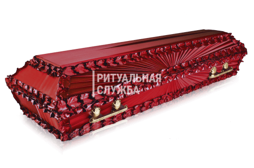 Гроб атлас обитый тканью Луч, Красный
