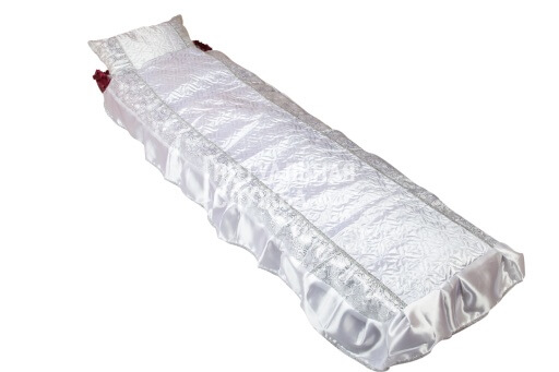 Покрывало в гроб "Собор" комплект (подушка, покрывало), Серебро Покрывало в гроб "Собор" комплект (подушка, покрывало), Серебро