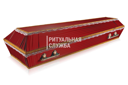 Гроб атлас обитый тканью Траур, Красный