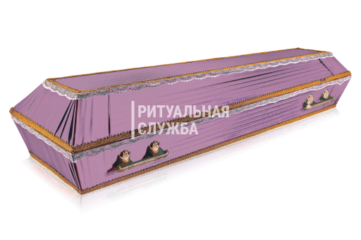 Гроб атлас обитый тканью Траур, Розовый