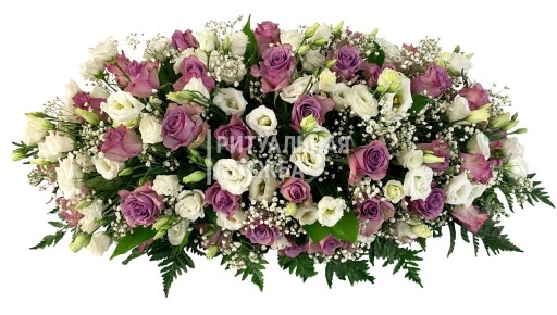 Ритуальный венок - композиция из живых цветов на гроб (1 МЕТР)