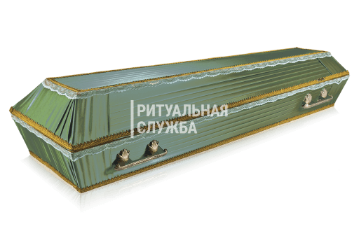 Гроб атлас обитый тканью Траур, Изумруд