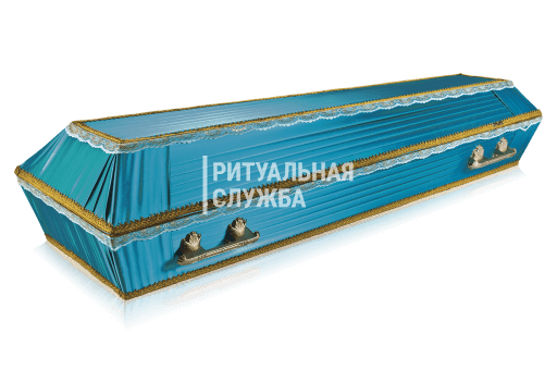 Гроб атлас обитый тканью Траур, Изумруд