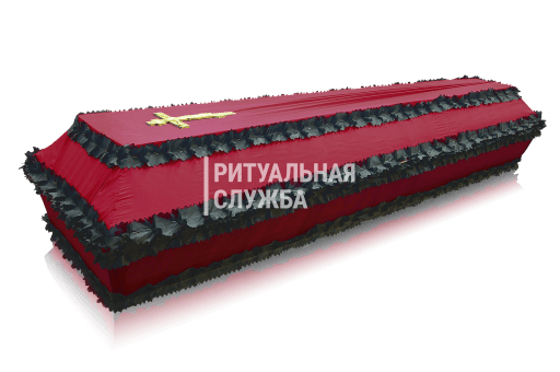 Гроб шелк обитый тканью Гладь, Красный