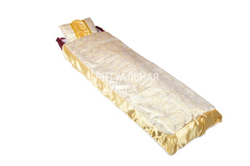 Покрывало в гроб "Купеческий" комплект (подушка, покрывало), золото Покрывало в гроб "Купеческий" комплект (подушка, покрывало), золото